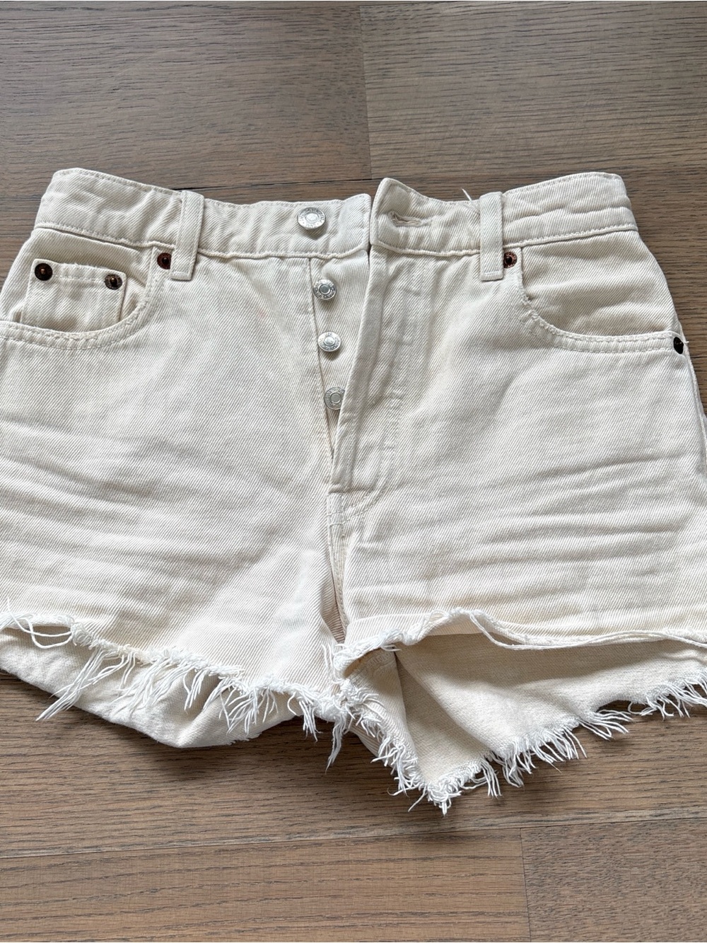 High-Rise Zara Cream Raw Hem Women’s Denim Shorts